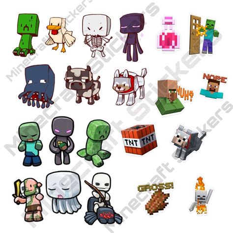 Minecraft Stickers 21 Assorted Pack Etsy
