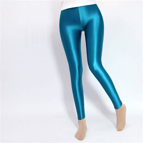 Womens Satin Glossy Opaque Yoga Sexy Leggings High Gloss Spandex Footless Soft Ebay