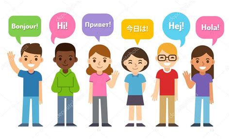 Kids Saying Hi In Different Languages — Stock Vector