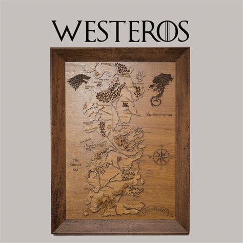 Westeros Game Of Thrones 3d Topographical Wooden Map Etsy