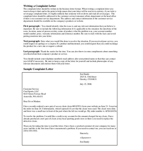 letter  complaint template   word