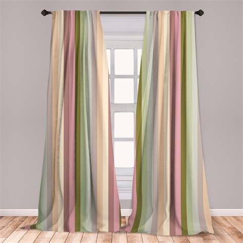 Stripes Curtains 2 Panels Set Colorful Pattern With Pastel Colored