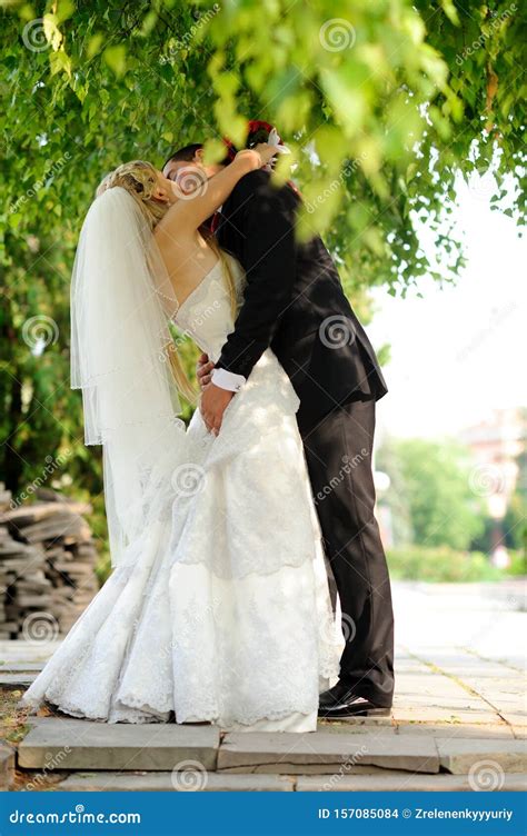 Happy Bride And Groom On Their Wedding Stock Photo Image Of Elegance