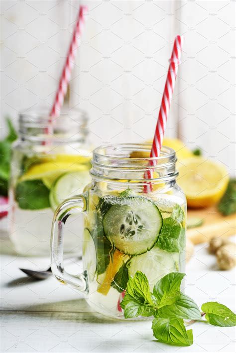 Lemon And Cucumber Drink Food Images ~ Creative Market