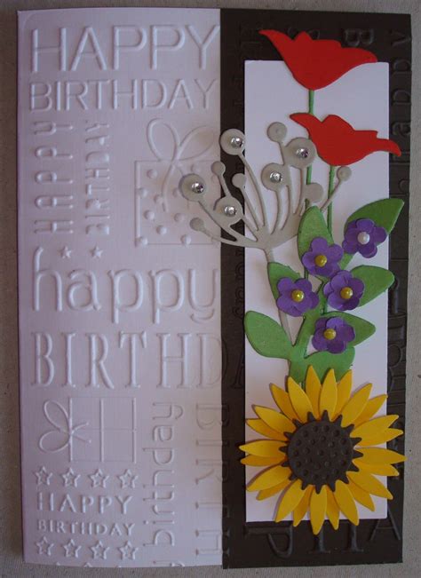 Hand Made Birthday Card Using Chloe Prim Poppy And Sunflower Dies