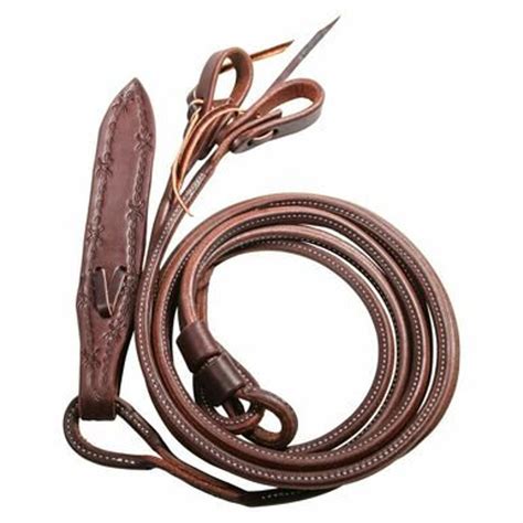 Western Brown Leather Rommel Reins With Leather Popper Etsy