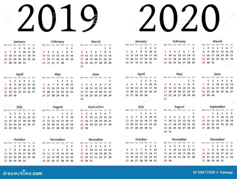 Ilustracion De Calendario 2019 2020 2021 Ilustracion La Semana Empieza Images