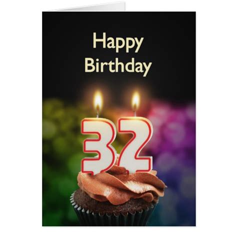 32nd Birthday Card With Candles Zazzle