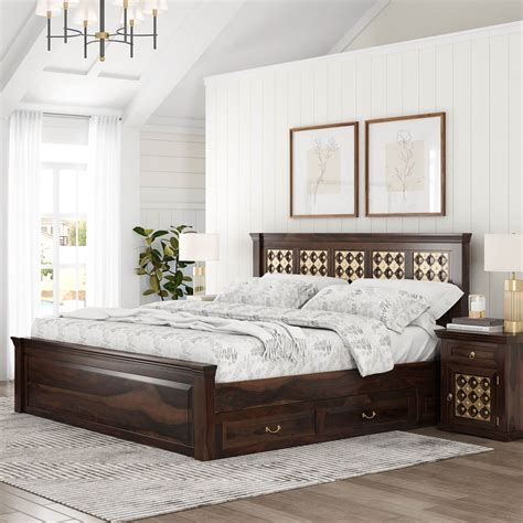 Delaware Solid Wood Platform Bed Frame 3pc Suite