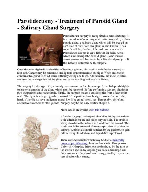 Parotidectomy Treatment Of Parotid Gland Salivary Gland Surgery