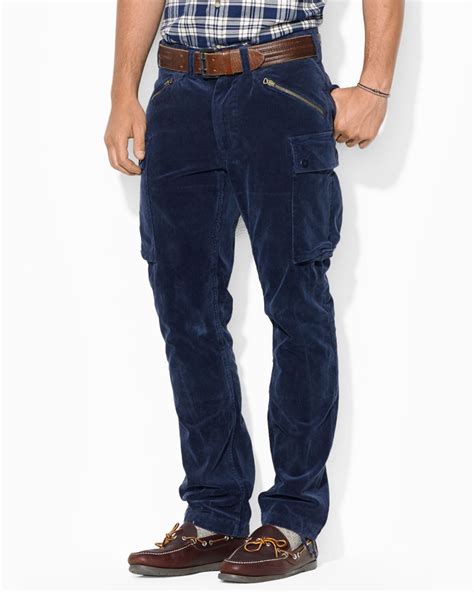 Ralph Lauren Polo Straight Fit Corduroy Cargo Pant In Blue For Men Lyst