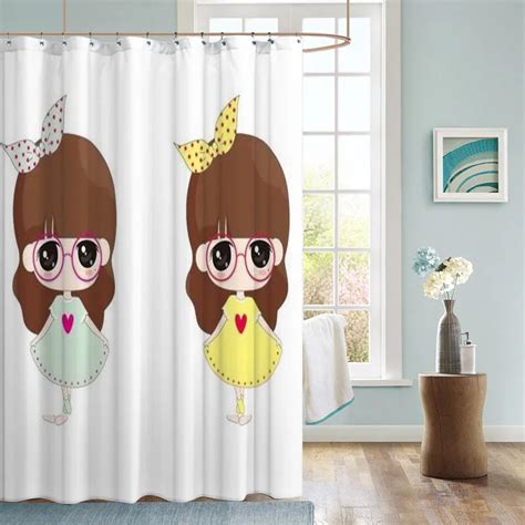 Lovely Anime Girls Shower Curtain Best Nice Bath Curtain Waterproof