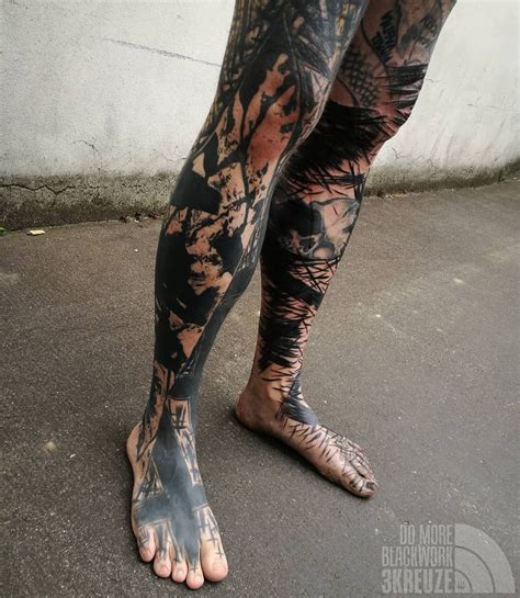3kreuze s brutal heavy abstract blackwork tattoo inkppl tatoo neck leg sleeve tattoo leg