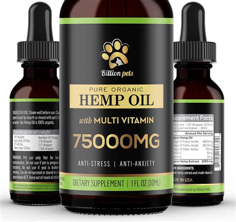 Billion Pets Hemp Oil For Dogs Cats Separation Anxiety Joint Pain