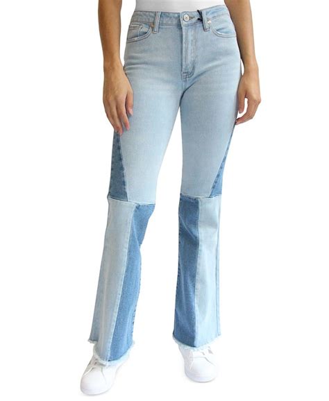 Almost Famous Juniors Colorblocked Flare Leg Jeans Macys