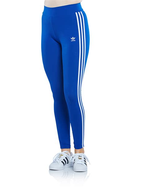 Adidas Originals Womens 3 Stripe Leggings Blue Life Style Sports Uk
