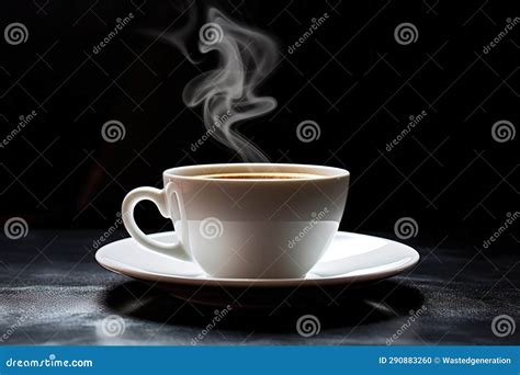 Steaming Hot Coffee In A Porcelain Cup With Rising Wisps Of Steam Stock