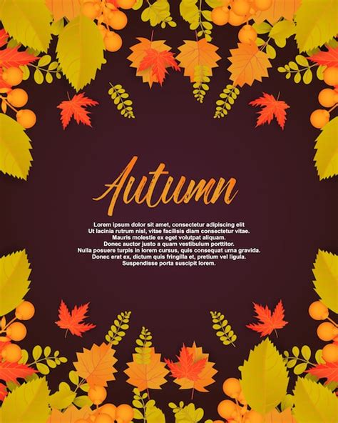 Premium Vector Autumn Poster With Leaves And Floral Elements