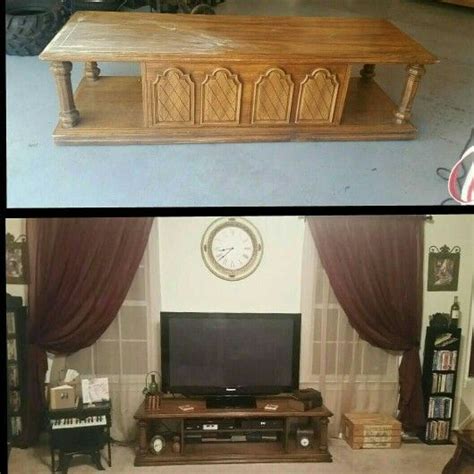 A coffee table makes a lovely place to rest your tv remote and show off that huge photography book you're never going to read. Old coffee table repurposed into a solid wood TV stand ...