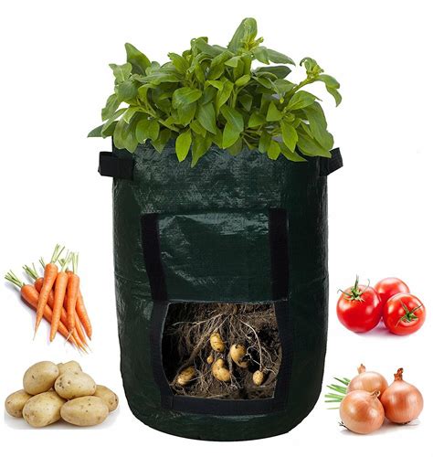 2 Pcs 7 Gallon Garden Potato Grow Bags Vegetable Planter Tub With