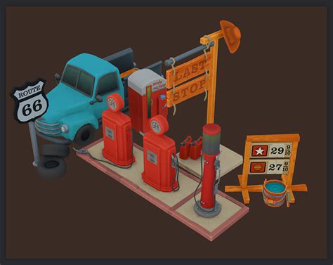Artstation Gas Station In Toon Style