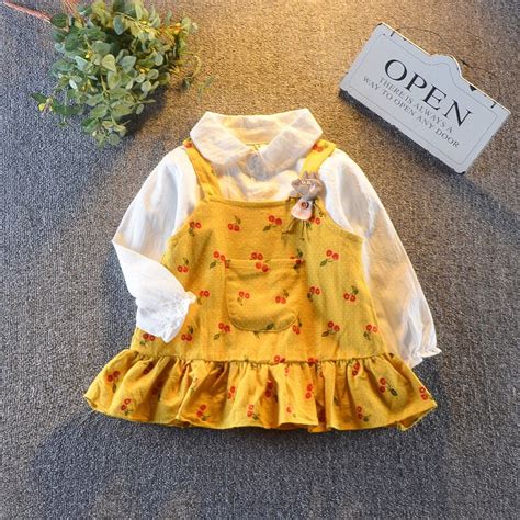 Bibicola 2018 Spring Autumn Newborn Girl Dress Long Sleeve Lapel Shirt