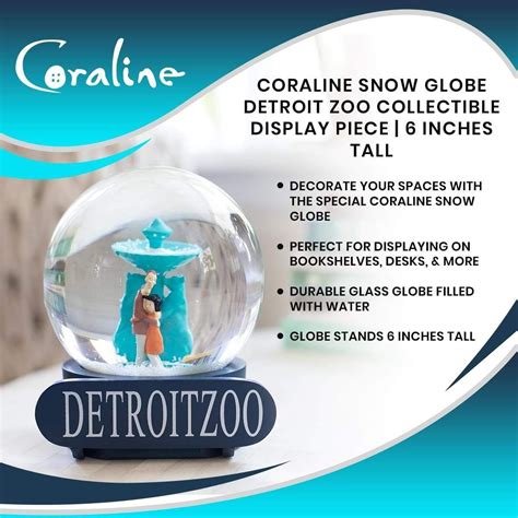 Coraline Snow Globe Detroit Zoo Collectible Display Piece 6 Inches