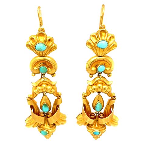 Georgian Gold And Turquoise Pendant Earrings At Stdibs