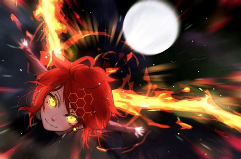 Download 2560x1700 Anime Girl Redhead Demon Moon