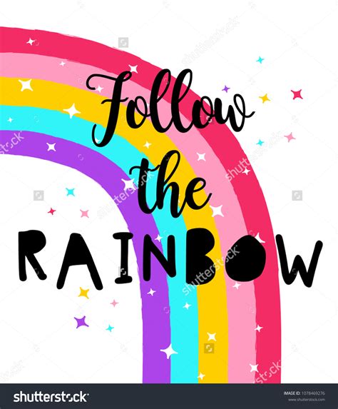 Follow Rainbow Slogan Hand Drawing Rainbow Stock Vector Royalty Free