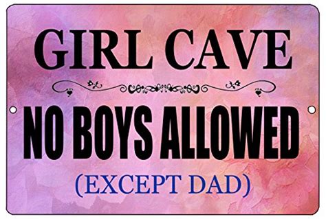 Funny Girl Cave Metal Tin Sign Wall Decor Bar Daughter Pink No Boys