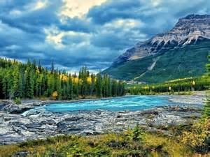 Jasper National Park Canada Rocky Mountains Green Forest And Тurquoise
