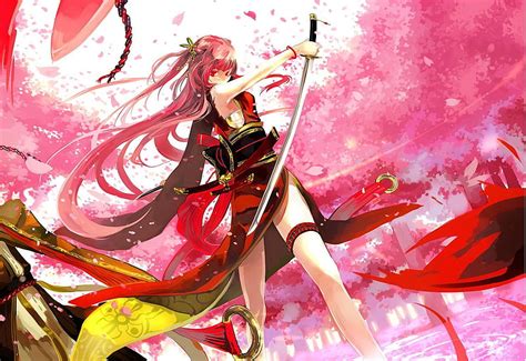 Cherry Blossom Blade Samurai Anime Hot Anime Girl Weapon Pink