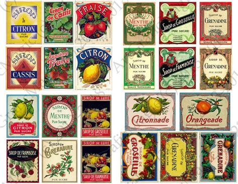 Vintage Food Labels Printable Digital Collage Instant Download