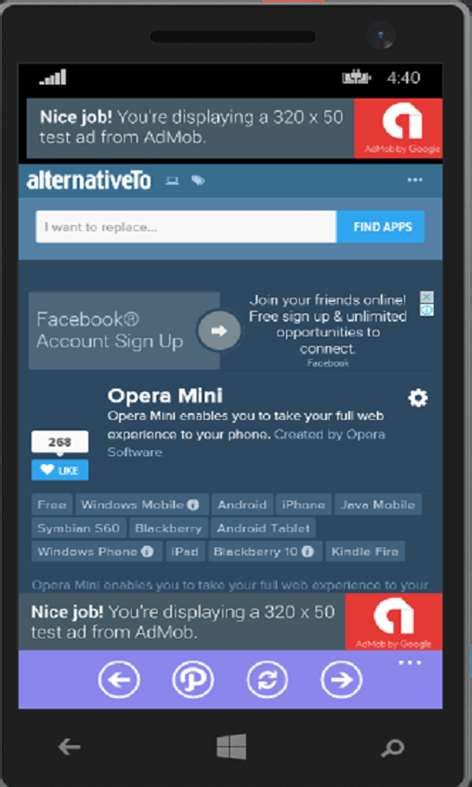Opera mini is a free mobile browser that offers data compression and fast performance so you can surf the web easily, even with a poor connection. Opera Mini Alternatives for WP for Windows 10 free download on 10 App Store