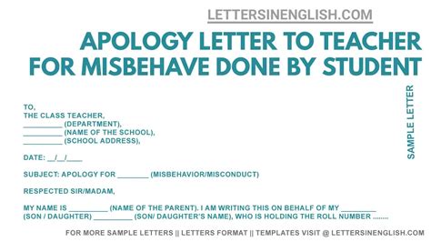 Apology Letter To Parents From School Sample Apology Letter Letters