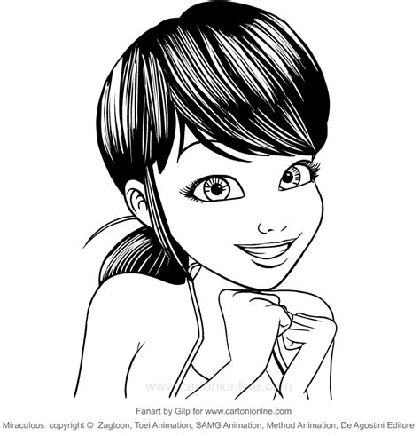 Drawing Marinette Dupain Cheng Miraculous Coloring Page