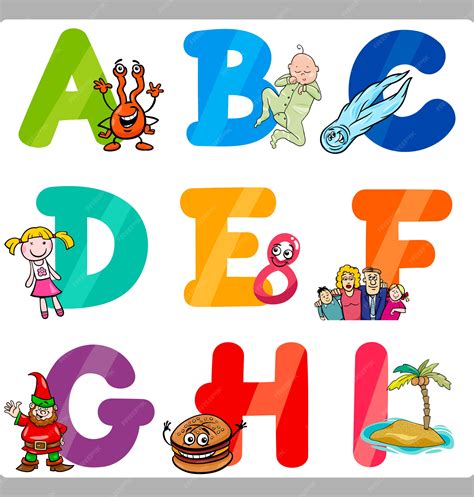 Letras De Alfabeto De Dibujos Animados De Educación Para Niños Vector