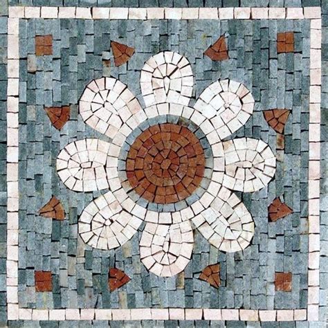 Abstract Mosaic Artwork Daisy Flower Contemporary Tile Murals By
