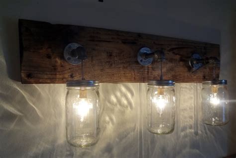 Primitive Rustic Wood Oak Mason Jar Wall Sconce Id Lights