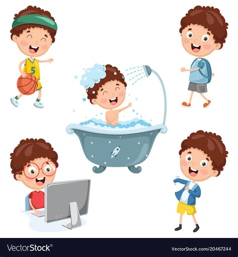 Kids Daily Routine Royalty Free Vector Image Vectorstock