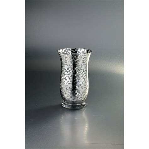 10 Silver Colored Weathered Hand Blown Glass Hurricane Pillar Candle