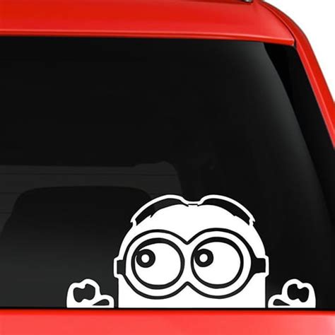 Minion Despicable Me Peeking Vinyl Cut Decal With No Background Inch White Decal Car Truck