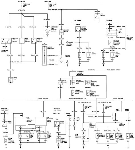This is 1988 ford f150 wiring diagram:fuse link, black wire, electronic eigne control, start, starter relay, batterey, starter motor, radio mouse capacitr, starter igmition, instrument cluster, charger, indicator lamp, fuse panel, charge power distribution. 85 Bronco Ii Wiring Diagram | Wiring Library