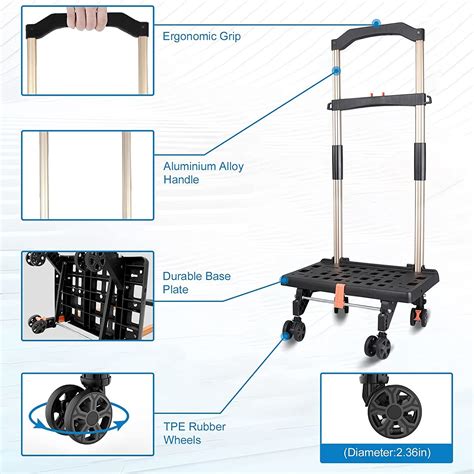 Uk Foldable Utility Cart Folding Portable Rolling Crate Handcart 4