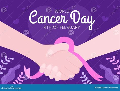 World Cancer Day With Ribbon Flat Vector Illustration Inform The