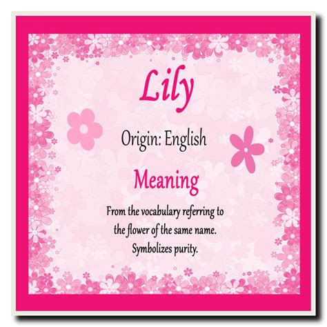 Lily Personalised Name Meaning Coaster The Card Zoo