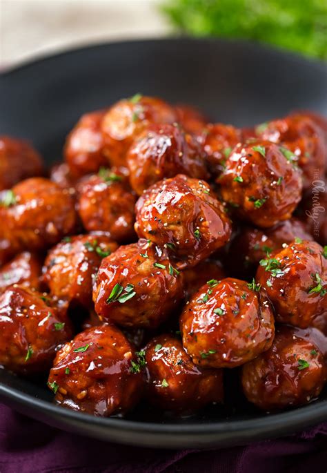 You can have these fantastic bourbon meatballs as an appetizer, with pasta or for meatball sandwiches and fantastic bourbon meatballs. Cranberry BBQ Crockpot Meatballs - The Chunky Chef
