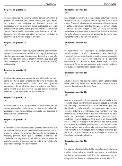 Questoes De Sociologia 3 Ano Ensino Medio Com Gabarito - Ensino Relacionado