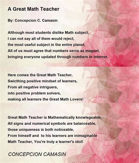 A Great Math Teacher A Great Math Teacher Poem By Concepcion Camasin